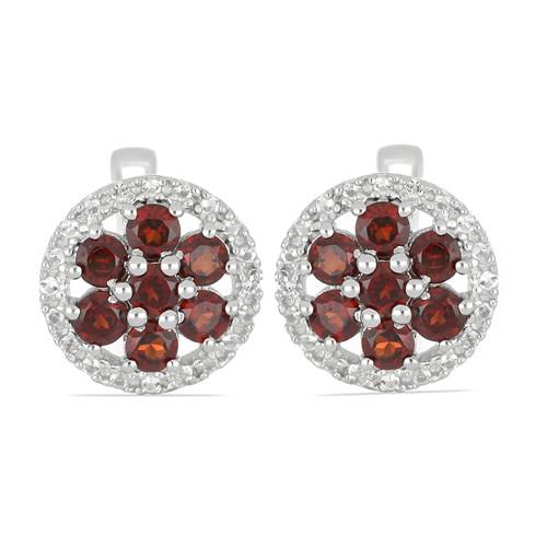 BUY 925 STERLING SILVER NATURAL GARNET GEMSTONE CLUSTER EARRINGS